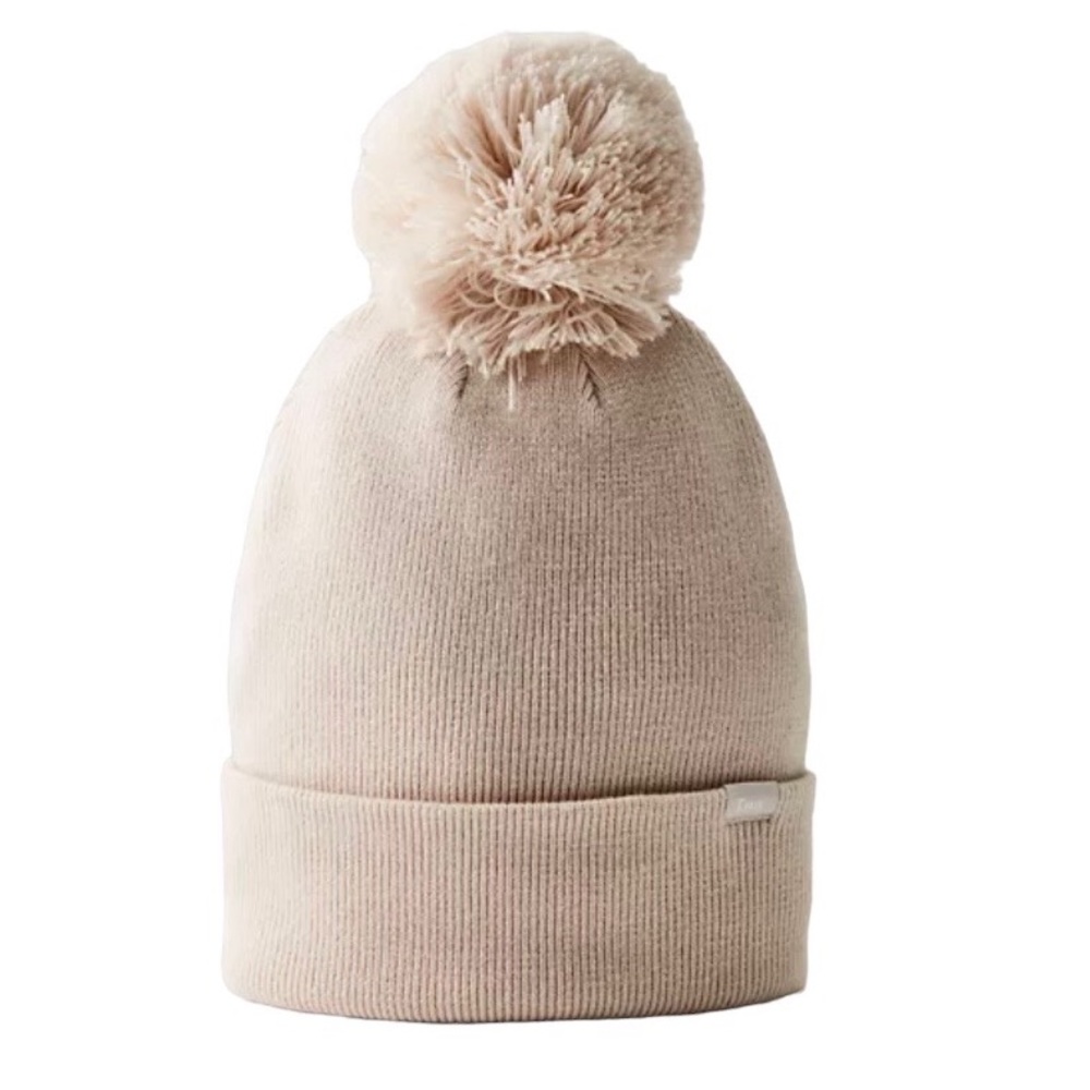 Aritzia TNA Tora Beanie Matte Pearl Knit Pom Pom Fall Winter Spring Hat O/S NWT